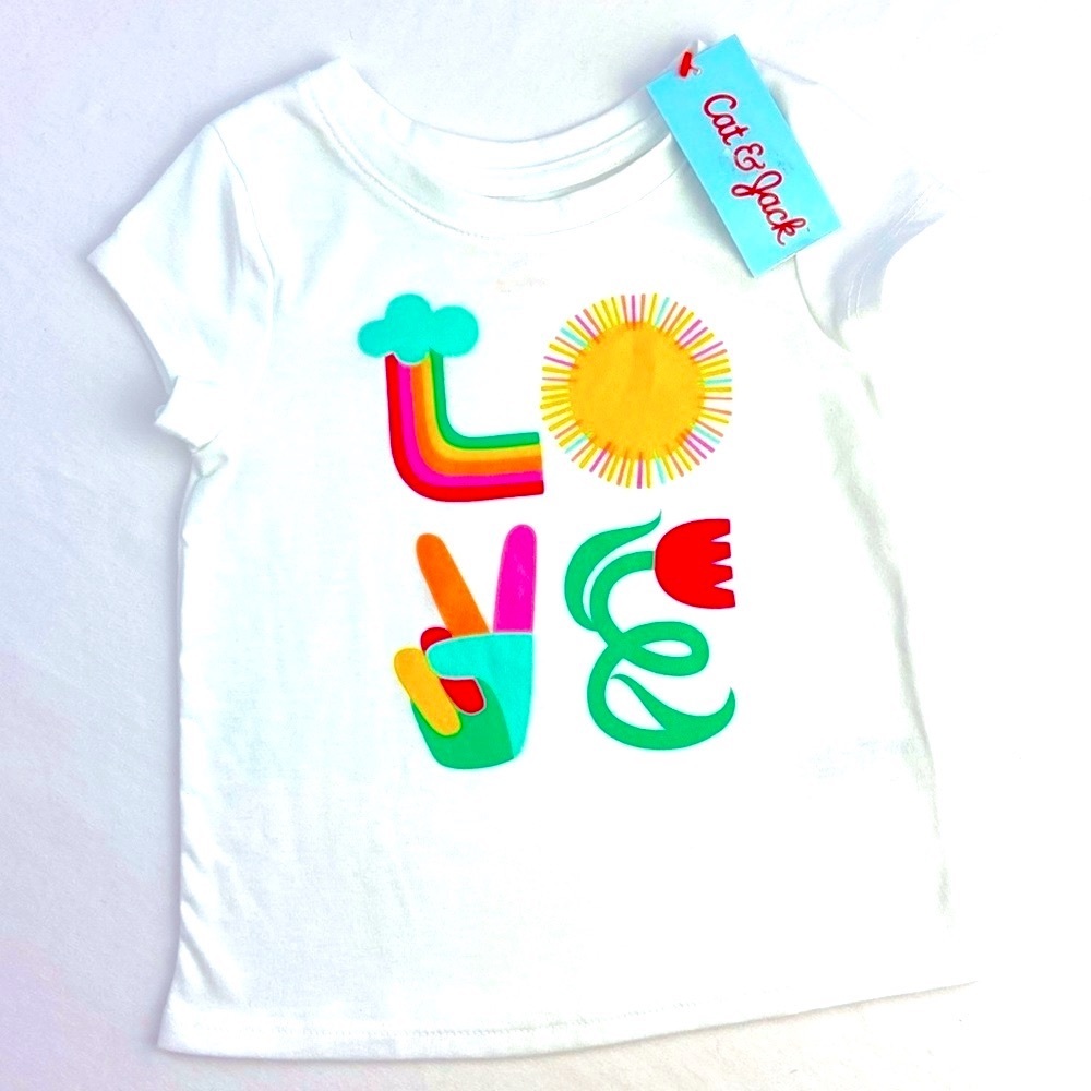 LOVE rainbow happy graphic tee hippie rainbow peace sign joy
